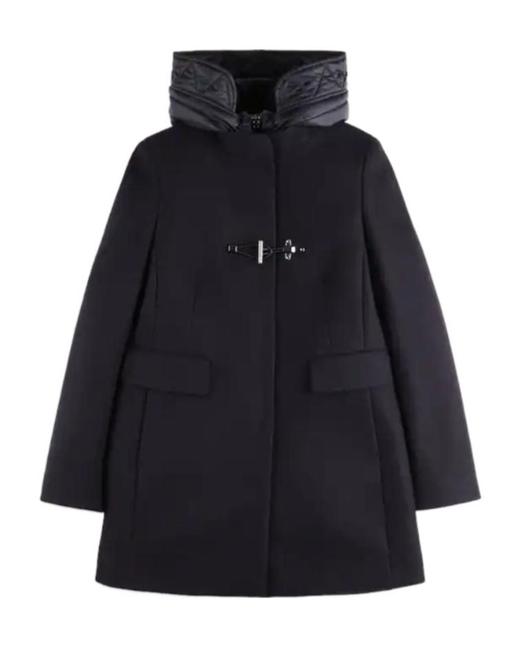 Fay Blue Padded Hooded Wool Coat