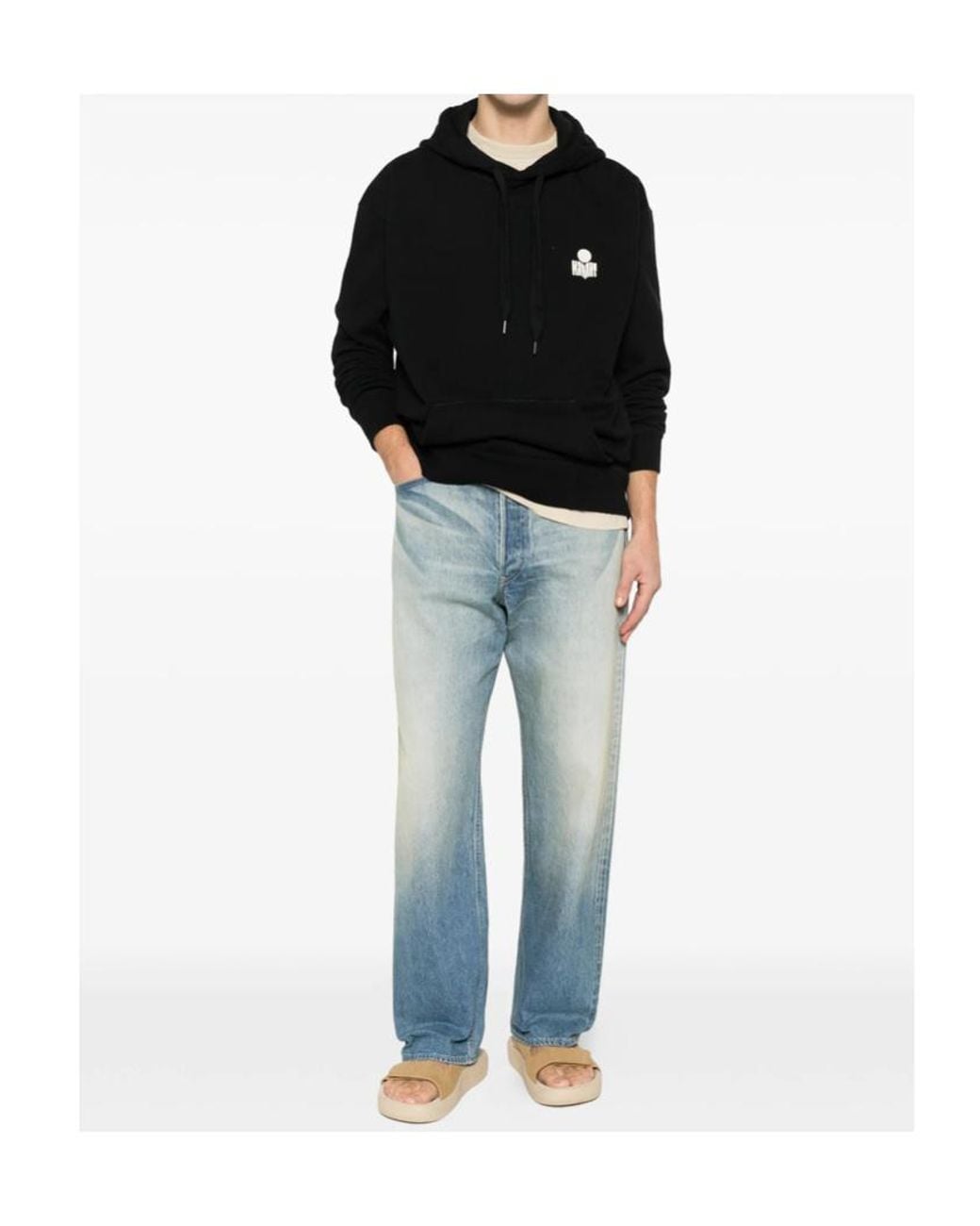 Isabel Marant Black Matte Logo-Embroidered Hoodie for men