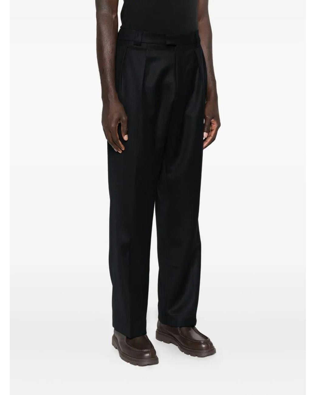 Berwich Black Lucano Pleated Pants for men