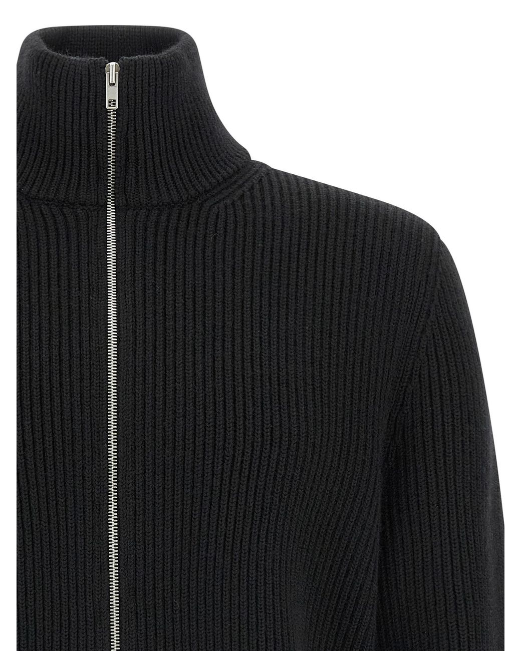 Maison Margiela Black Zipped Long Sleeved Cardigan for men