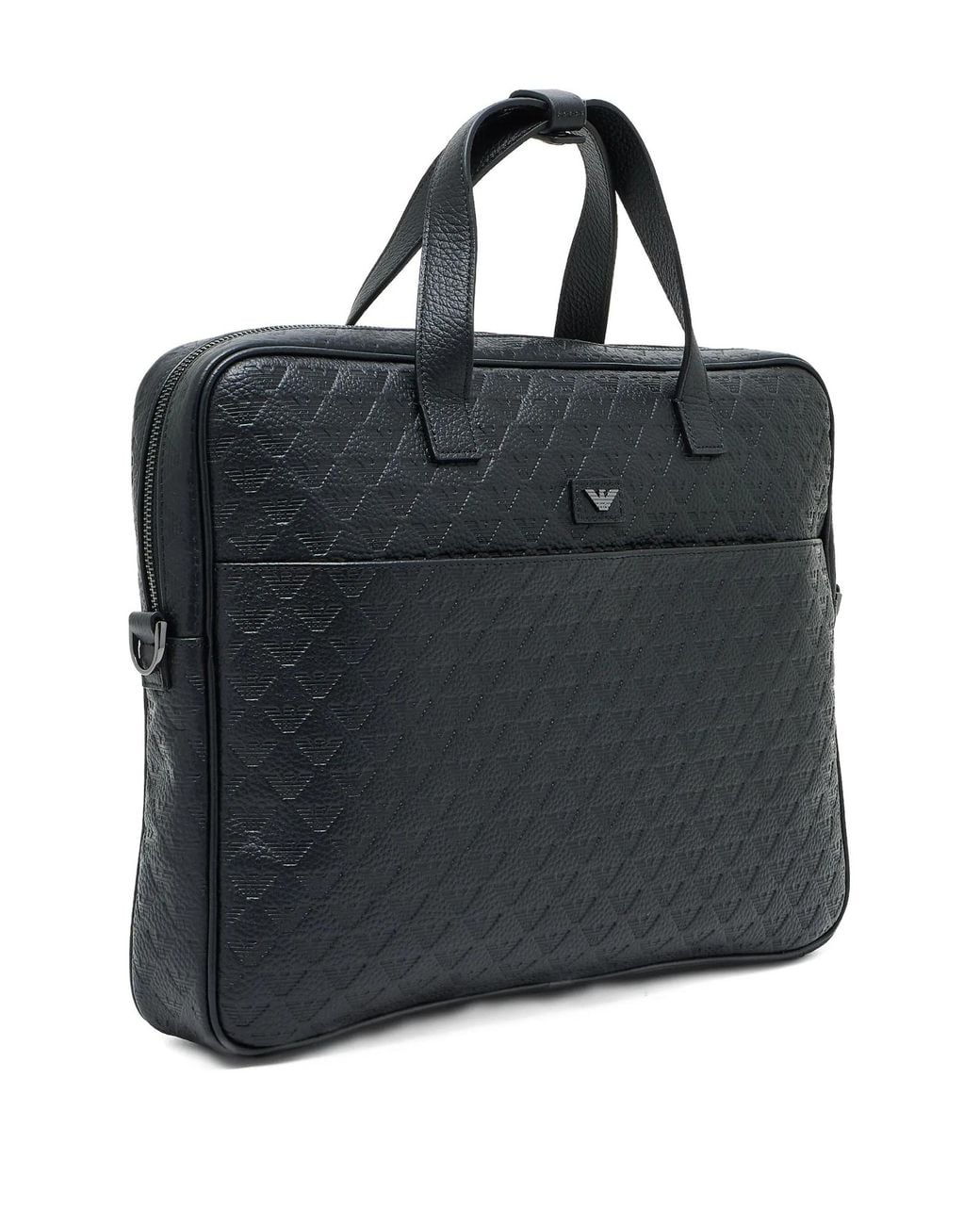 Emporio Armani Black Logo Debossed Briefcase for men