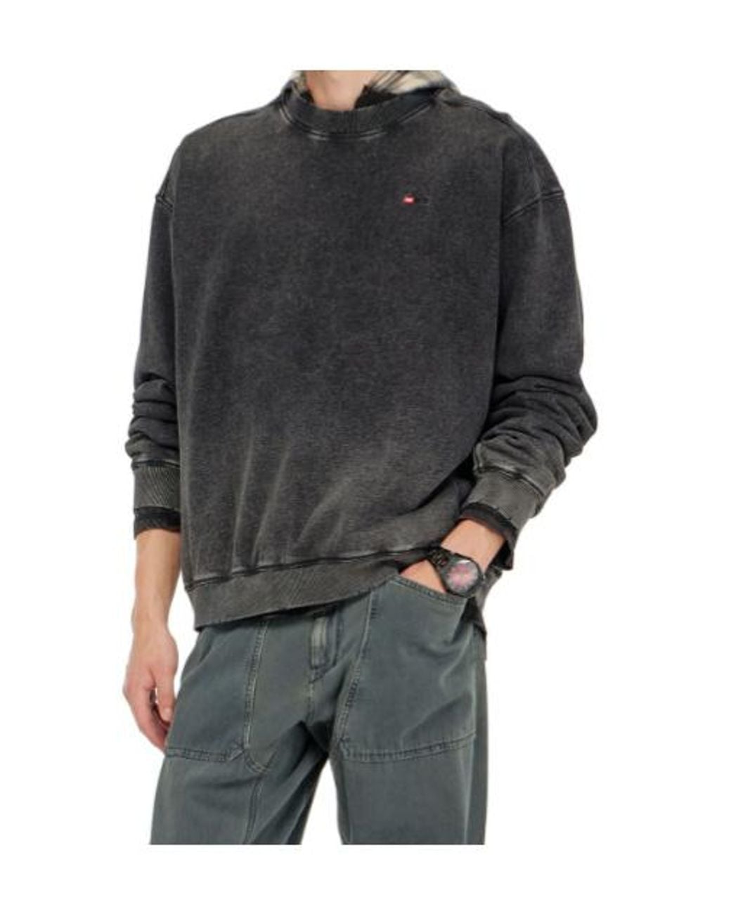 DIESEL Gray Crox Faded Sweatshirt for men