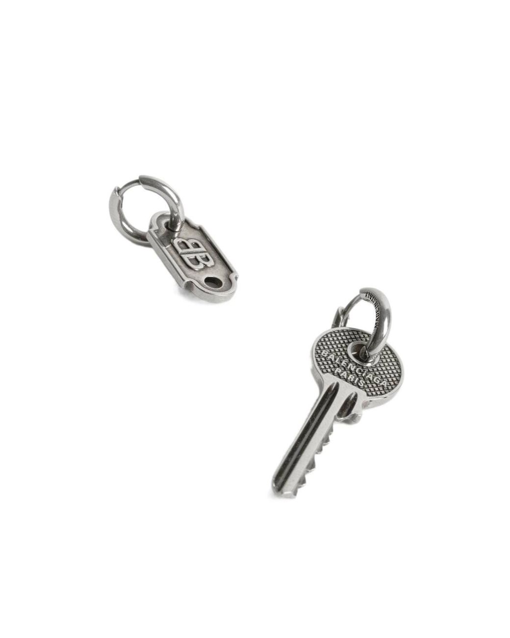 Balenciaga Metallic Neverlost Key Charm Earrings for men