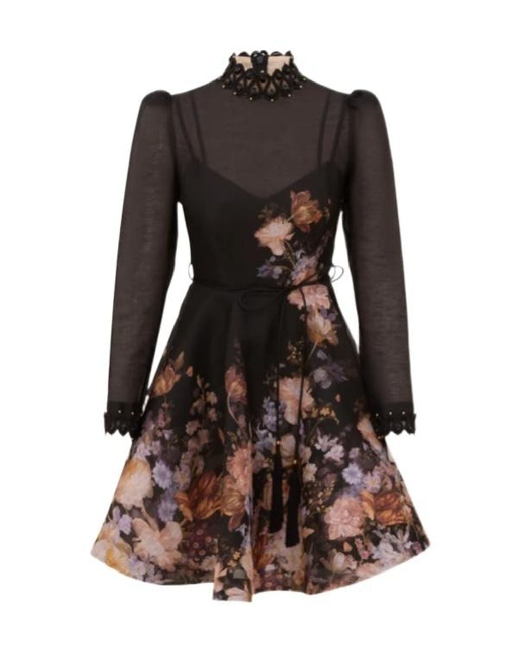 Zimmermann Brown Valiant Embellished Floral Mini Dress