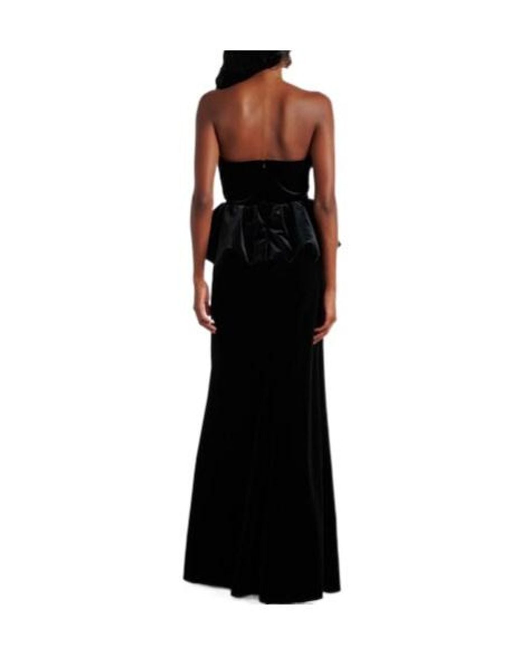 Self-Portrait Black Peplum Velvet Bustier Gown