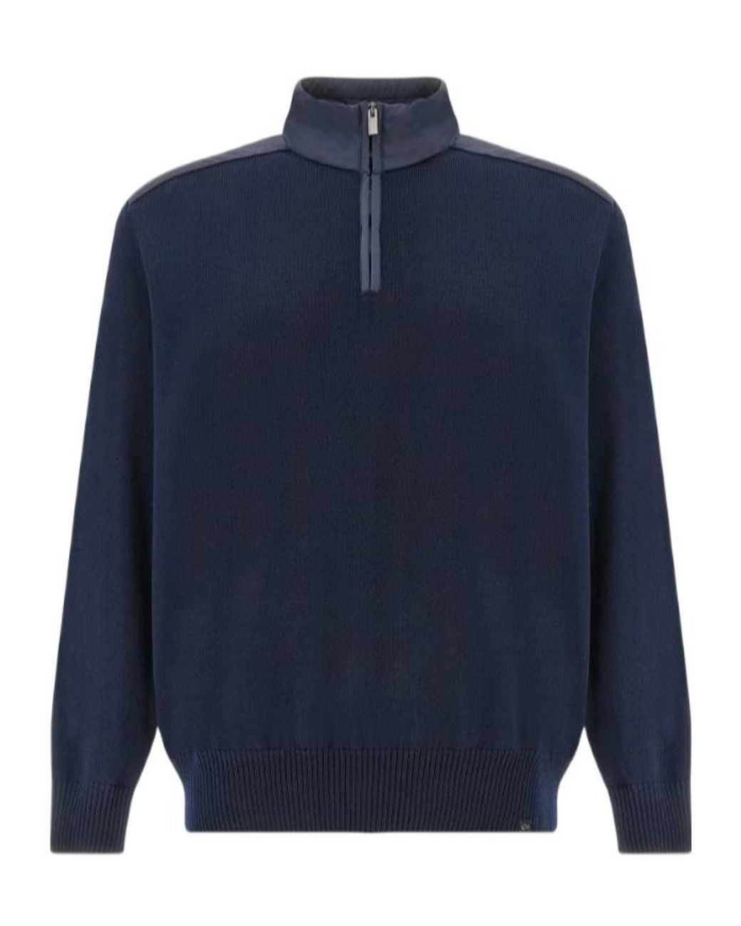 Paul & Shark Blue Contrast Panel Half-Zip Knitted Sweater for men