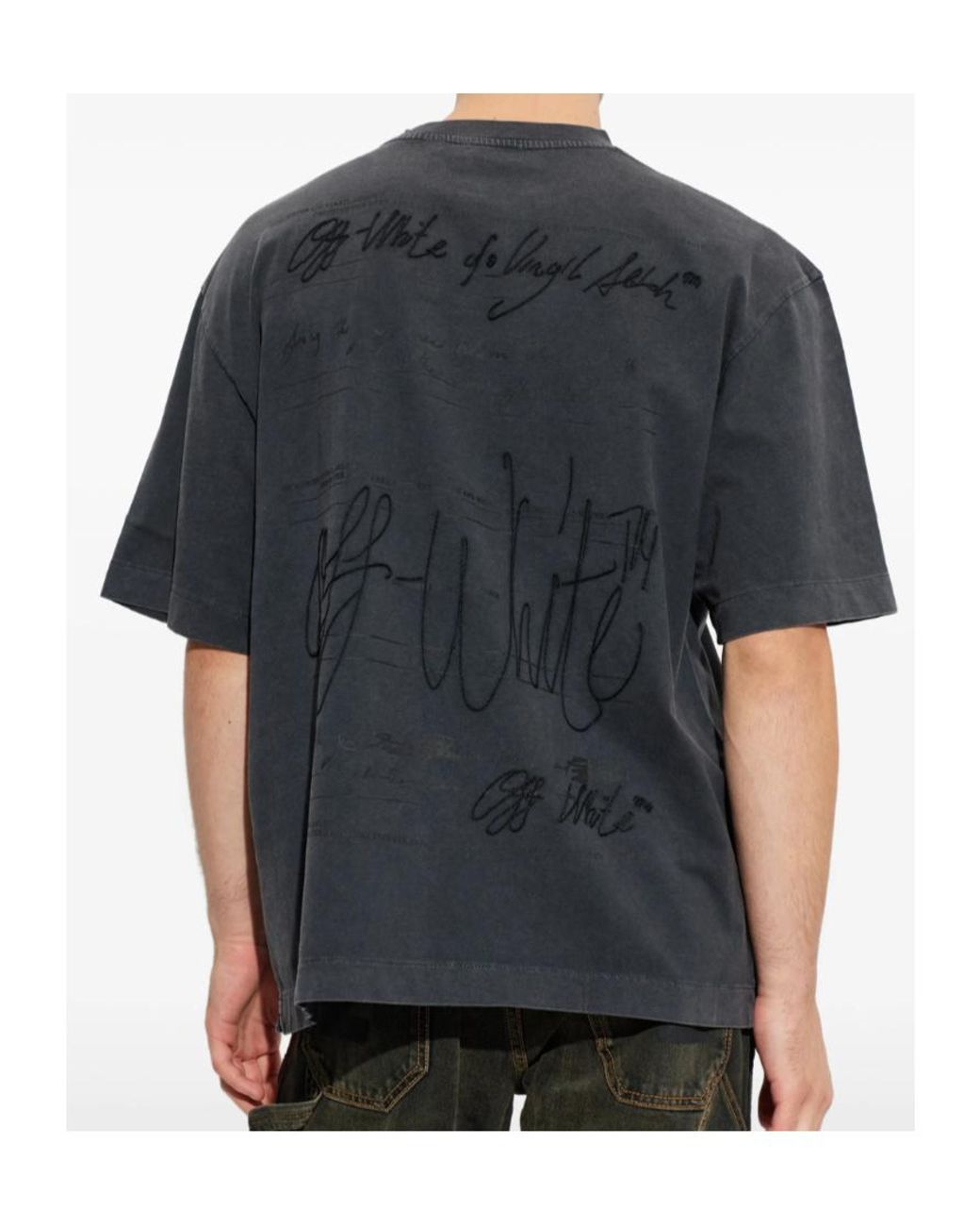 Off-White c/o Virgil Abloh Blue Embroidered Logo T-Shirt for men
