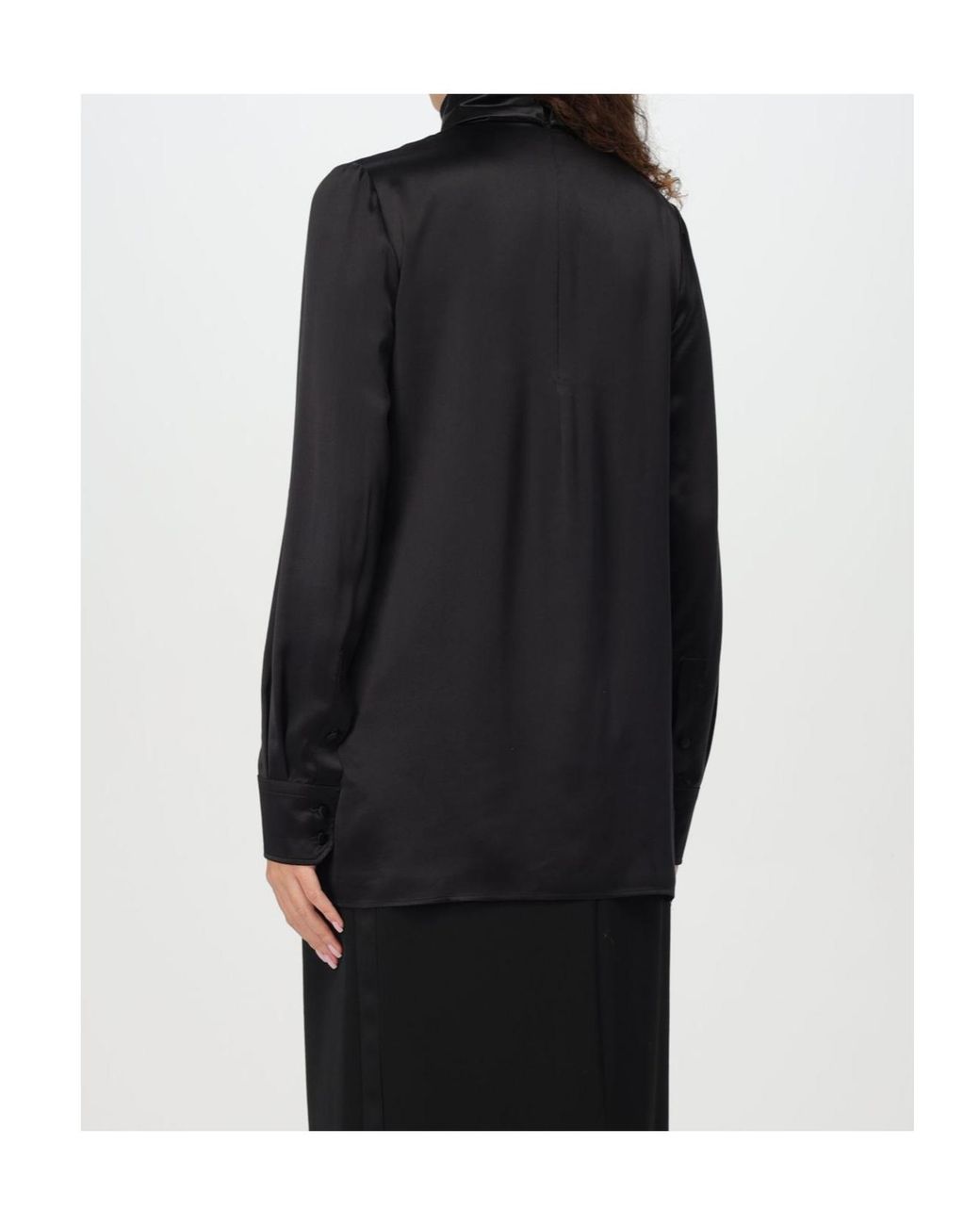 Dolce & Gabbana Black High Neck Satin Blouse