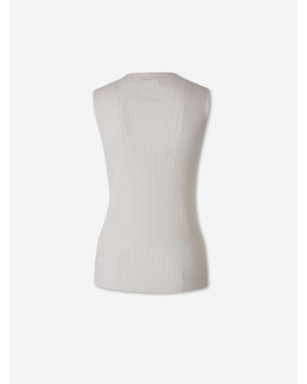Peserico Gray Sleeveless Ribbed Top