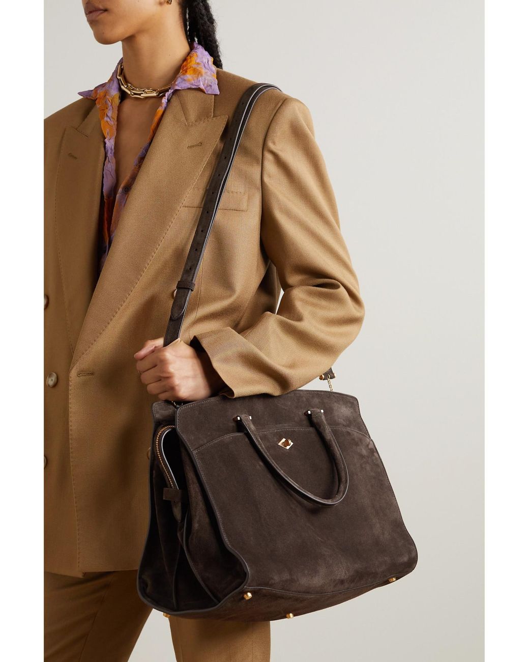 Metier Brown Medium Suede Tote