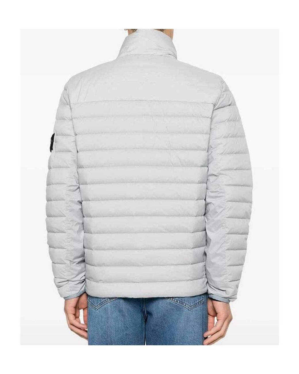 Stone Island Gray Quilted Logo-Patch Jacket for men