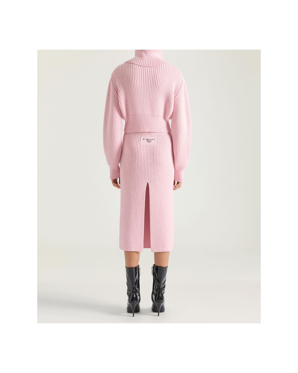 Givenchy Pink Rubbed-Knit Midi Pencil Skirt