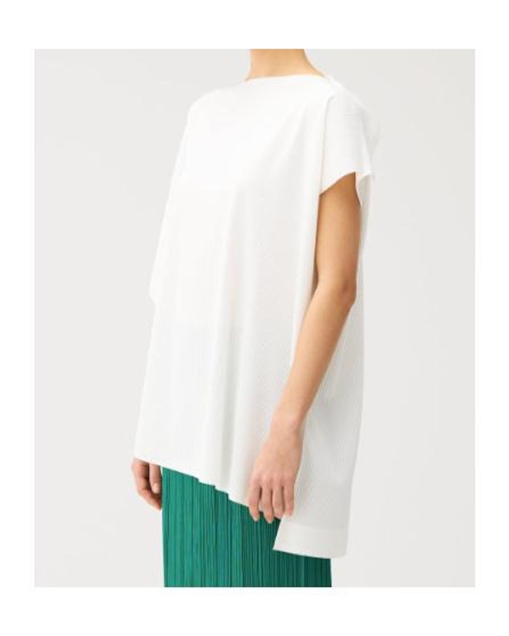 Pleats Please Issey Miyake White A-Poc Asymmetric Top