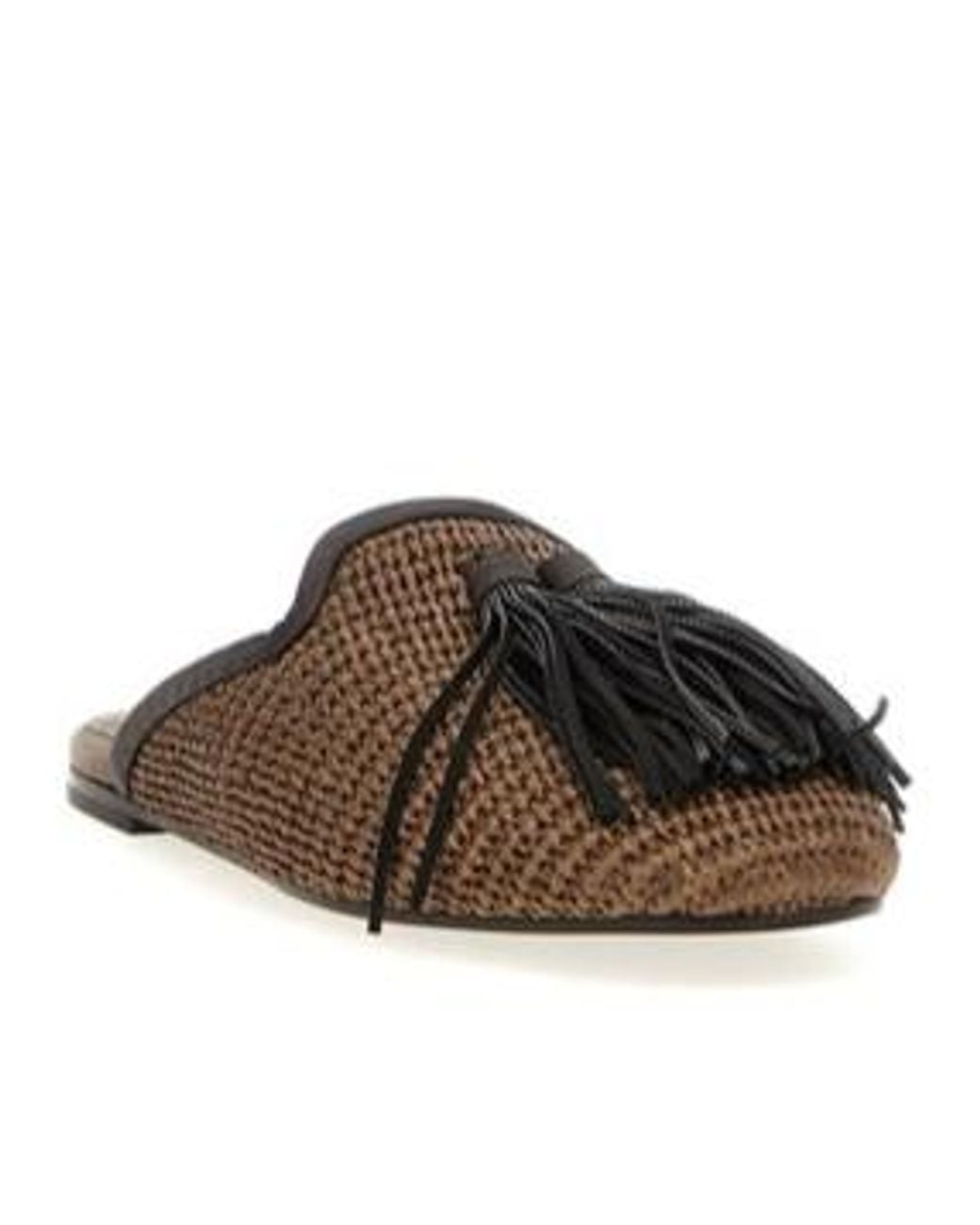 Brunello Cucinelli Brown Embellished Tassel Sabots