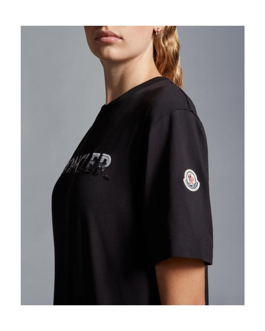 Moncler Black Logo Embellished Crewneck T-Shirt