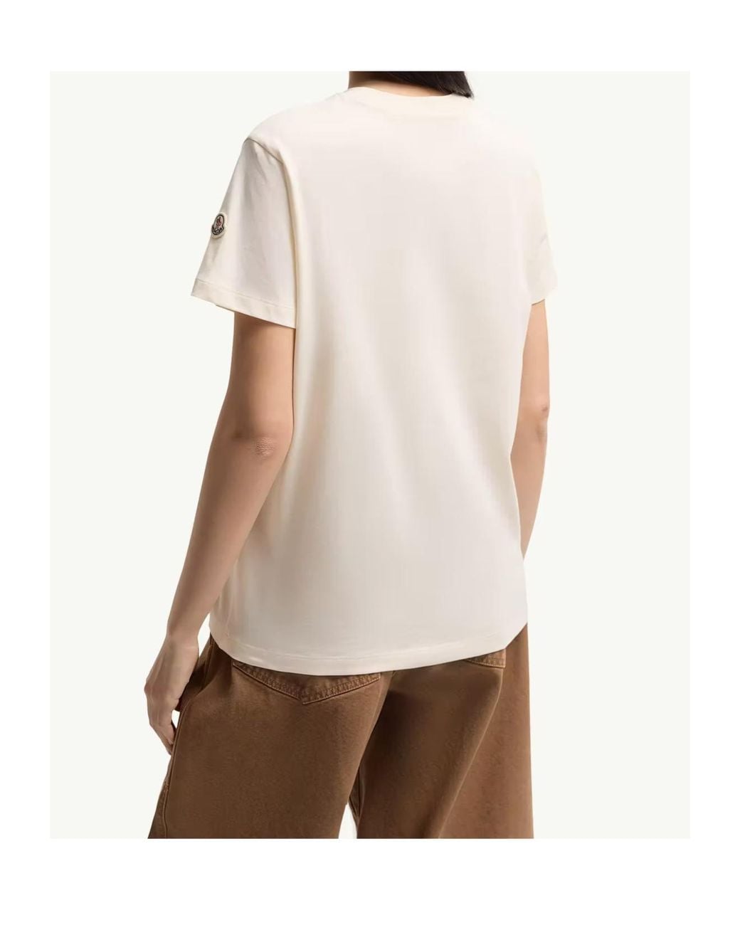 Moncler White Embroidered Tonal Logo T-Shirt