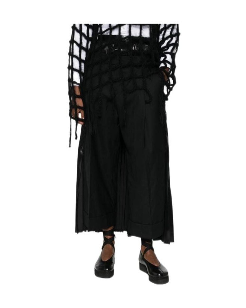 Junya Watanabe Black Pleated Wool Trousers