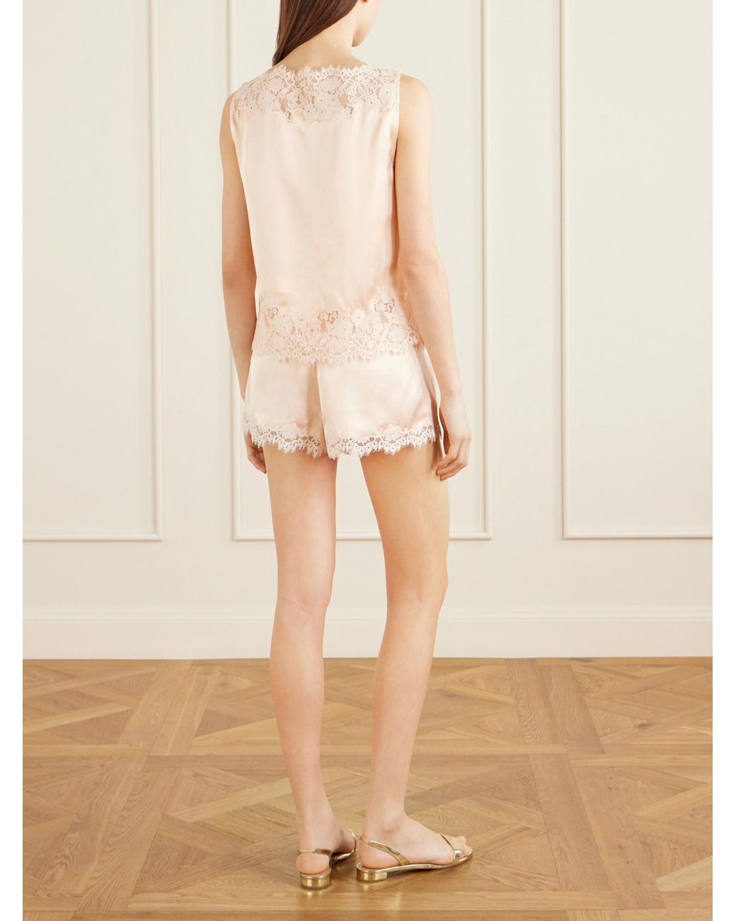 Doen Natural Trimmed Silk-Satin Top