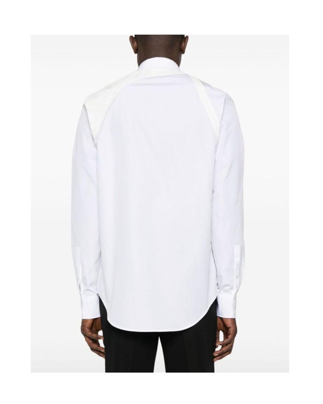 McQueen White Harness Buckle Detailed Buttoned Shirt for men