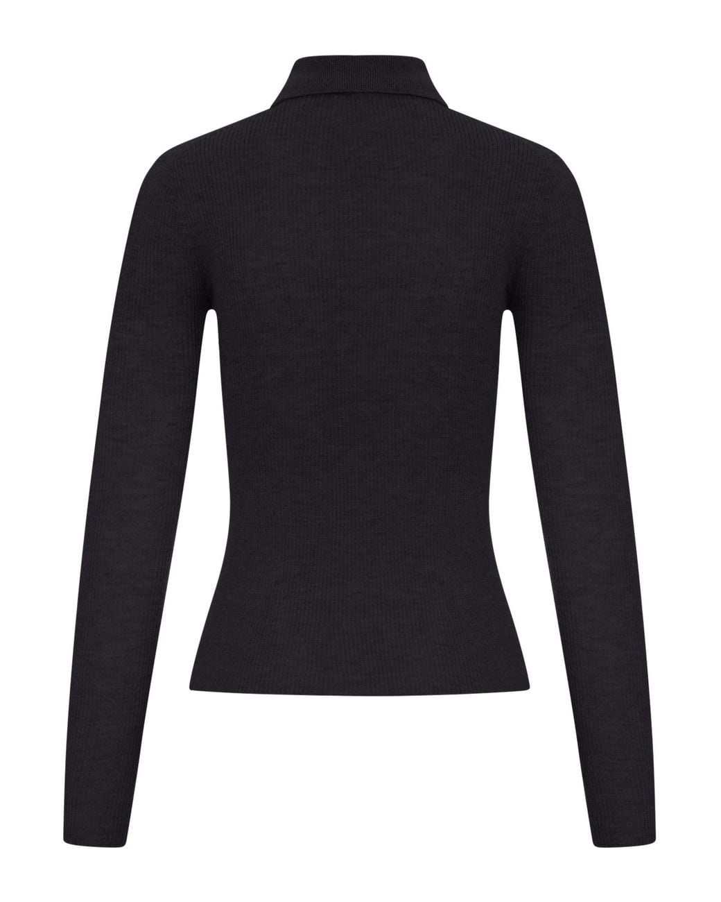 Max Mara Blue Mxmangel Long-Sleeved Ribbed Polo Jumper