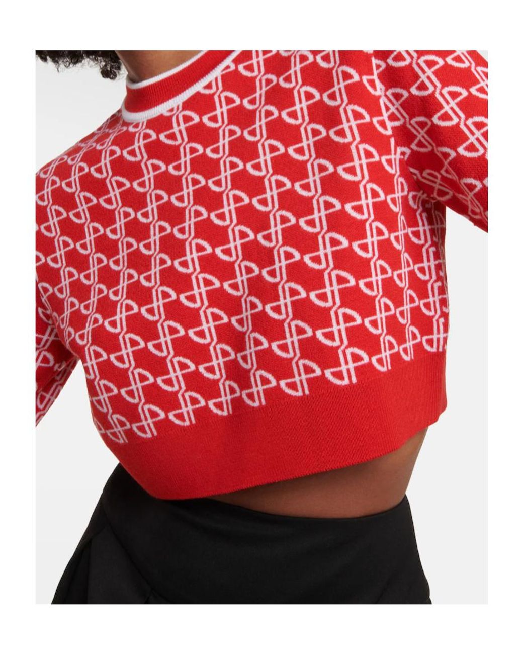 Patou Red Logo Jacquard Sweater