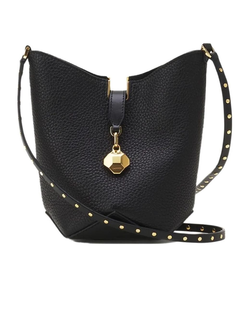 Lanvin Black Studded Drawstring Crossbody Bag