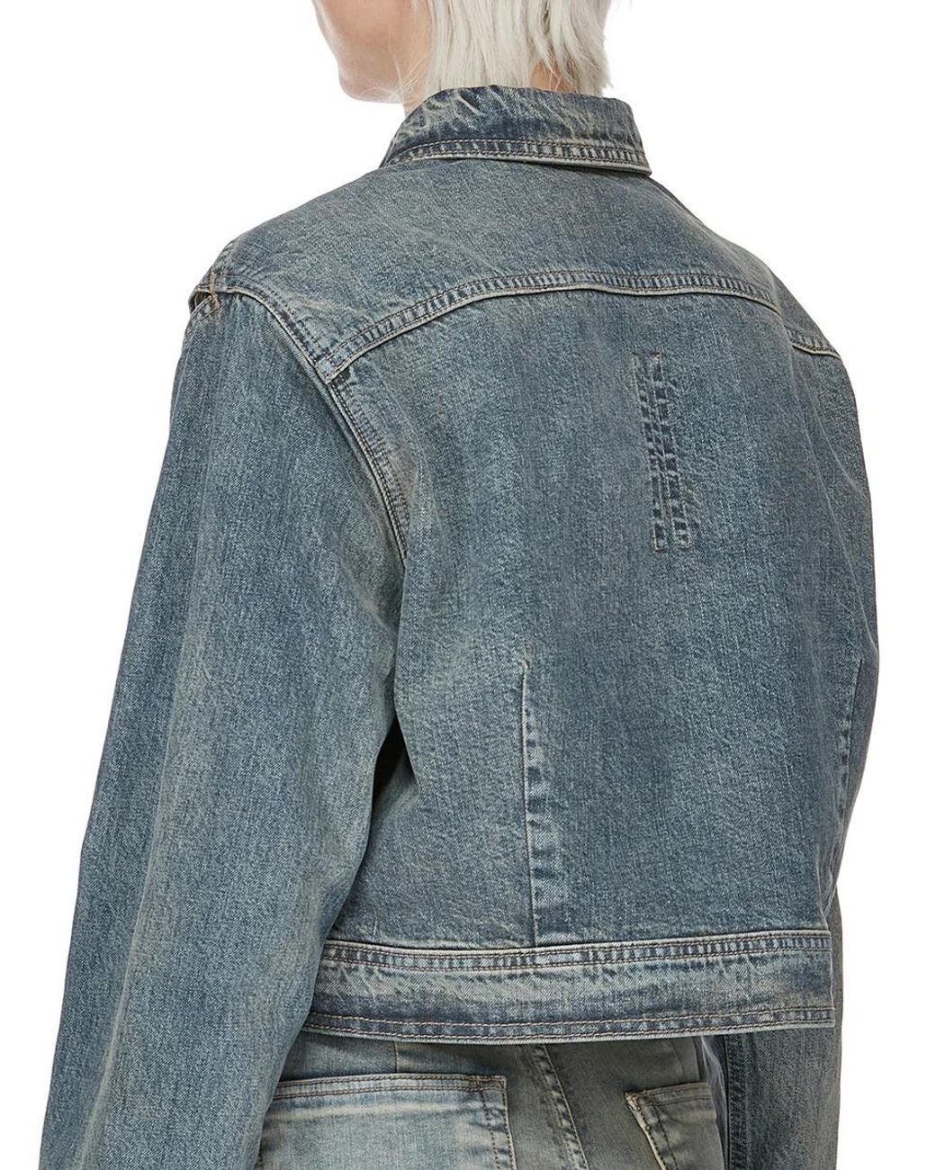 Rick Owens Blue Button-Up Cropped Denim Jacket