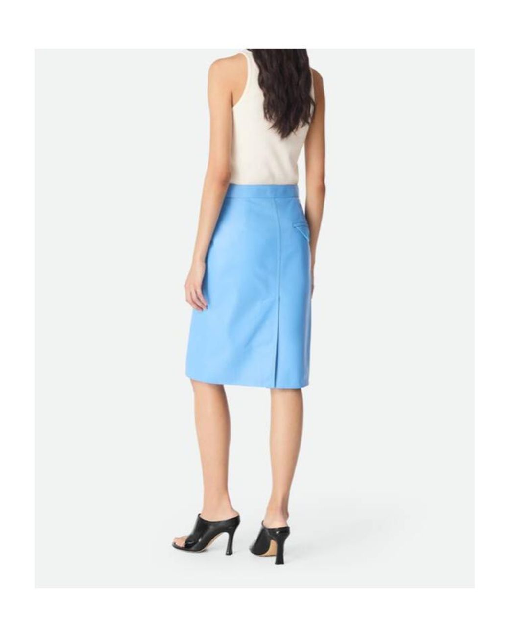 Bottega Veneta Blue Leather Skirt