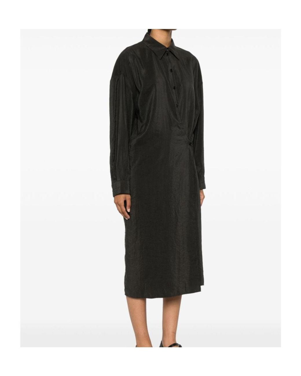 Lemaire Black Straight Collar Twisted Dress