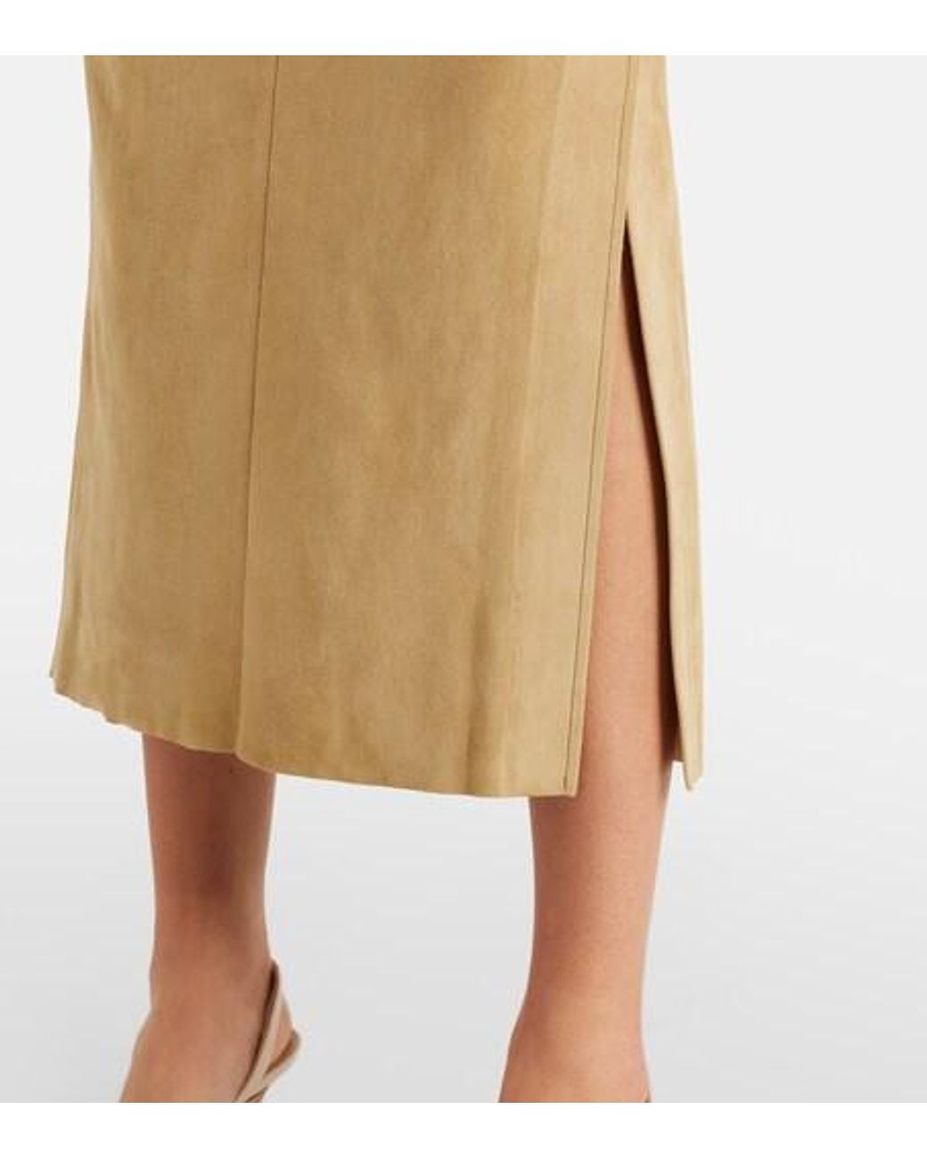 Stouls Natural Taylor Suede Pencil Skirt