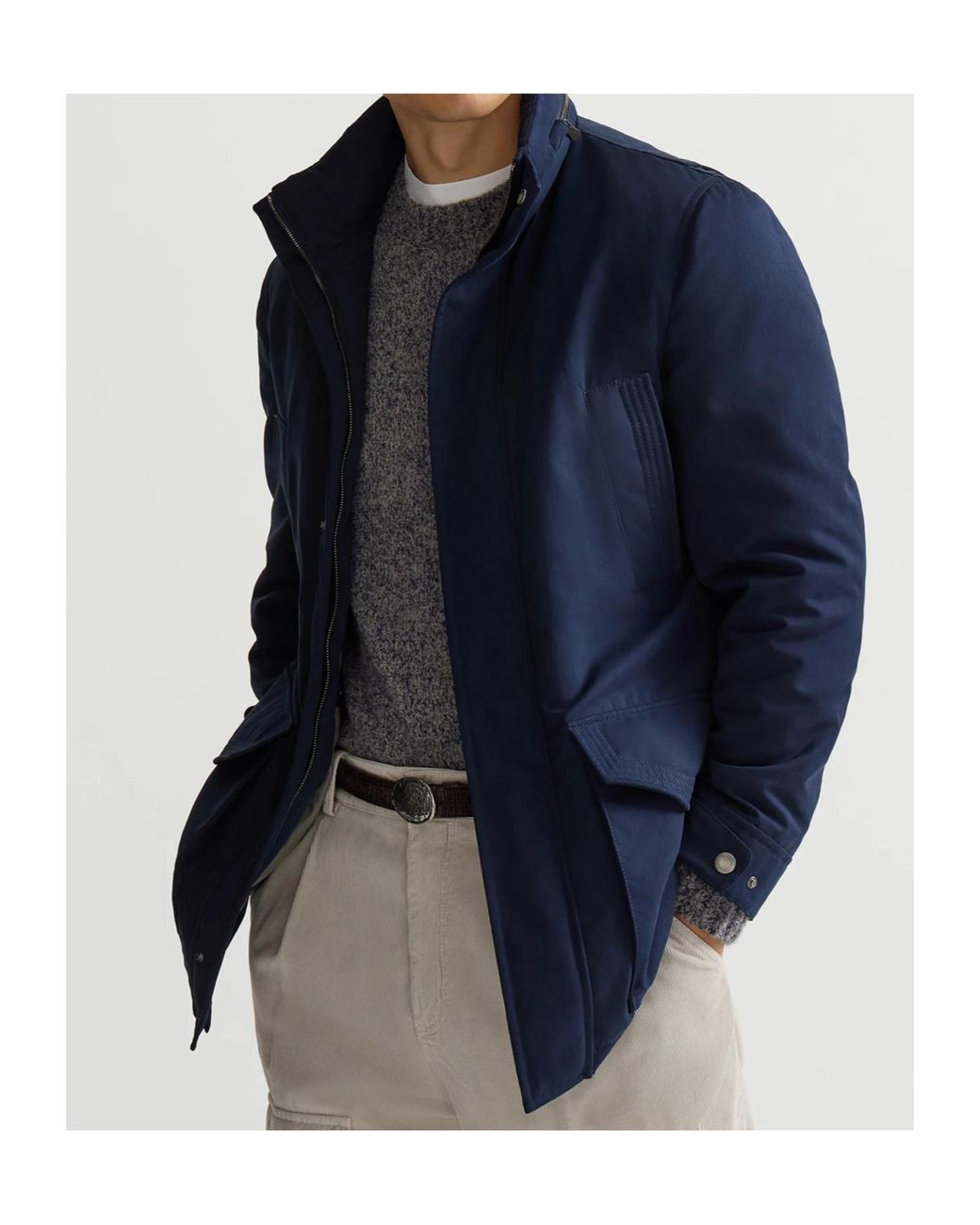 Brunello Cucinelli Blue Water-Resistant Microfiber Parka With Thermore Padding And Packable Hood for men