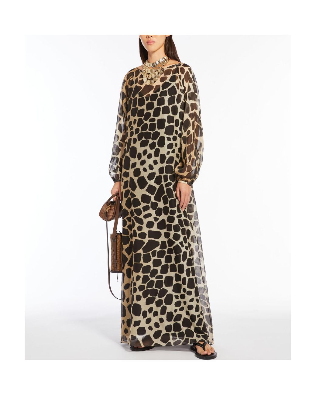 Max Mara Multicolor Studio All-Over Patterned Long-Sleeved Dress