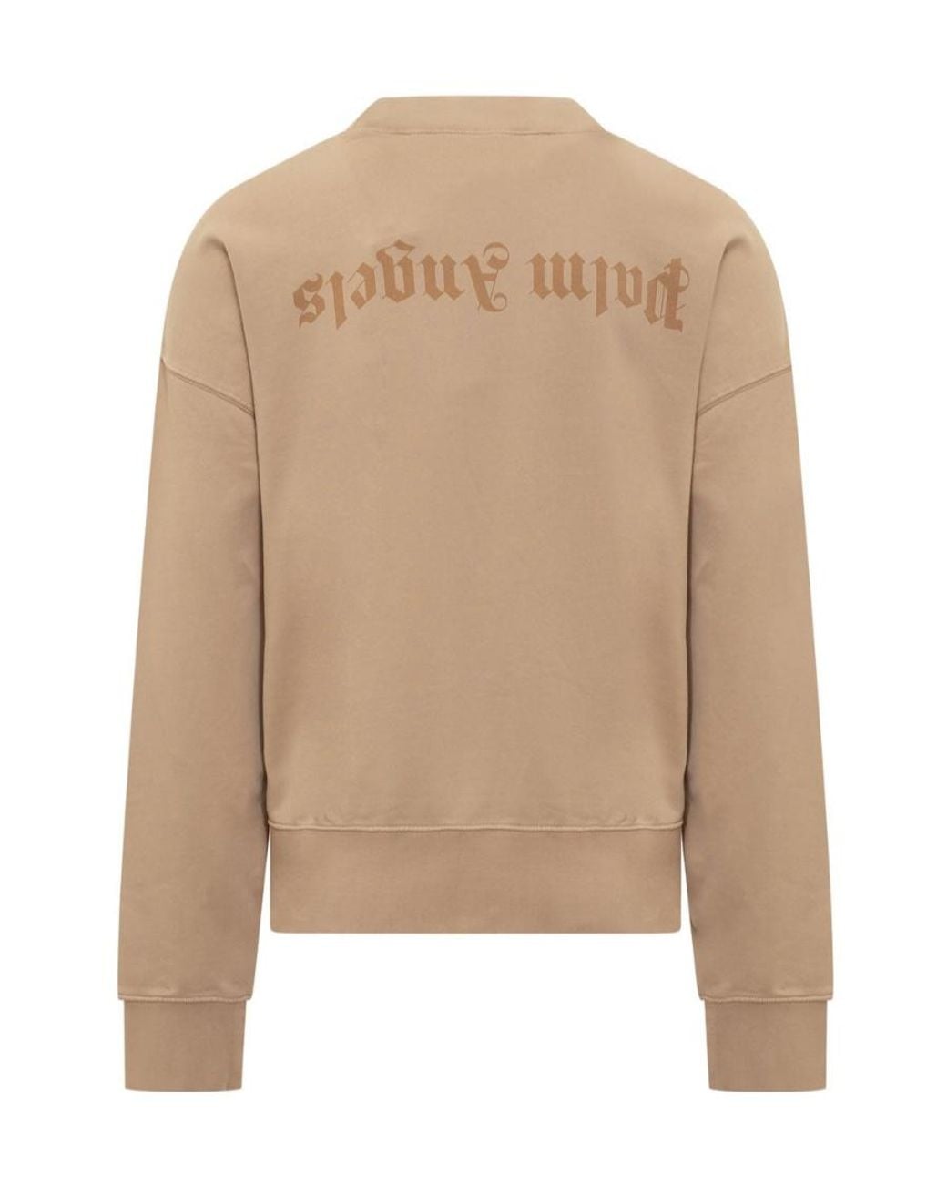 Palm Angels Natural Logo-Printed Crewneck Sweatshirt for men