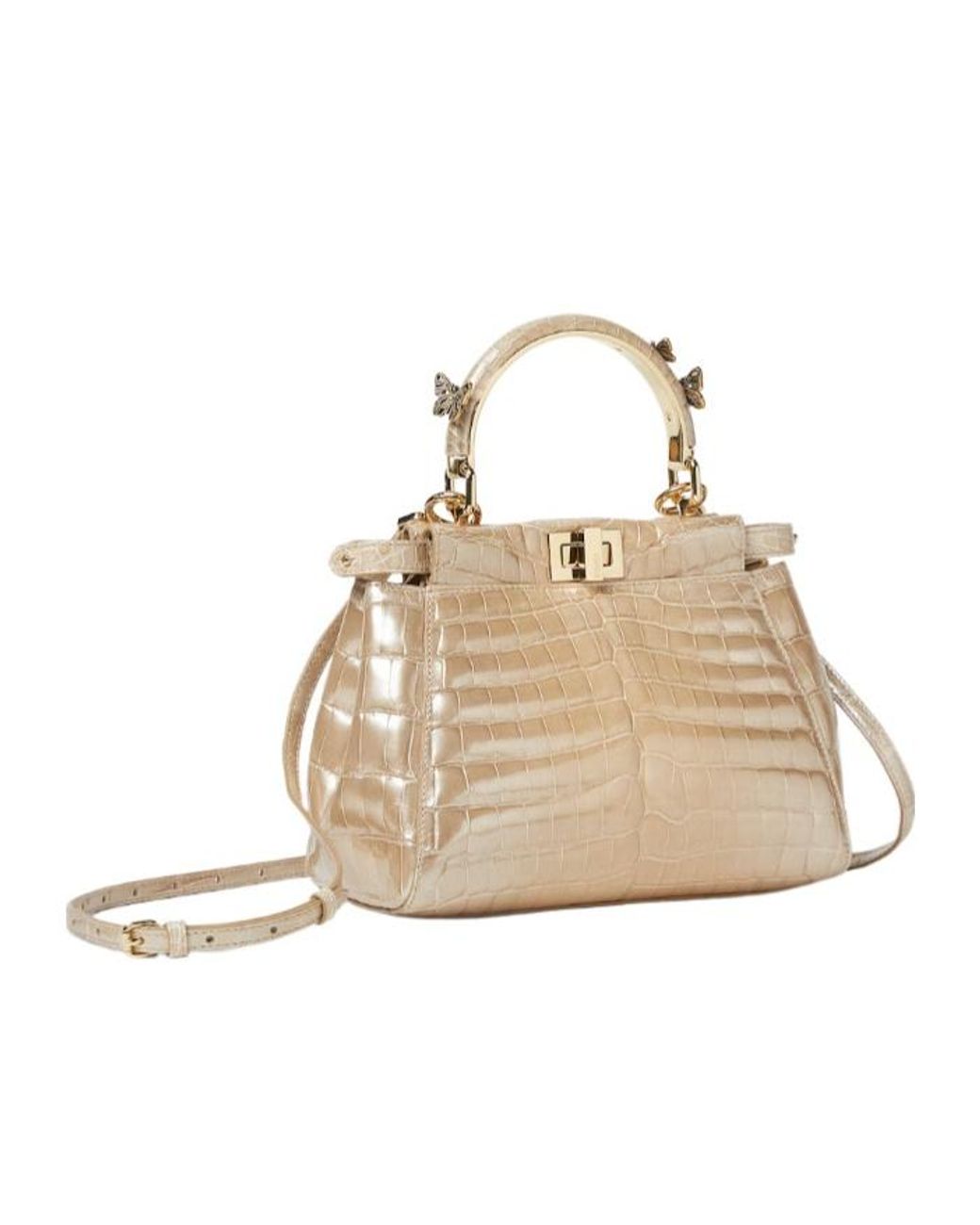 Fendi Natural Pearlescent Ivory Crocodile Leather Bag