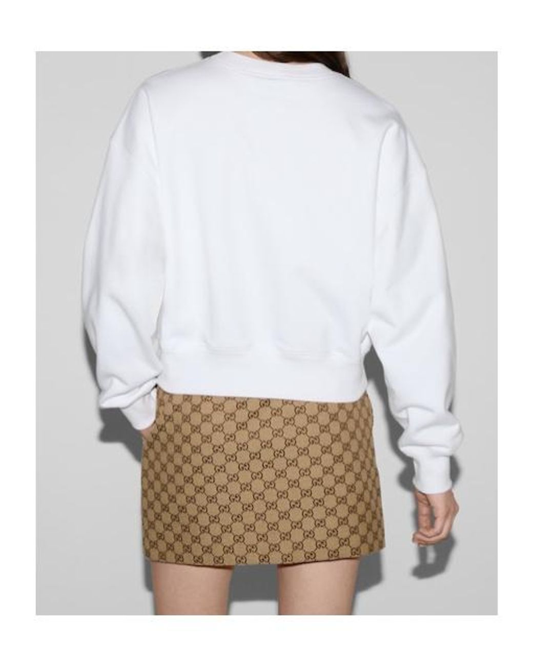 Gucci White Logo Printed Crewneck Sweatshirt