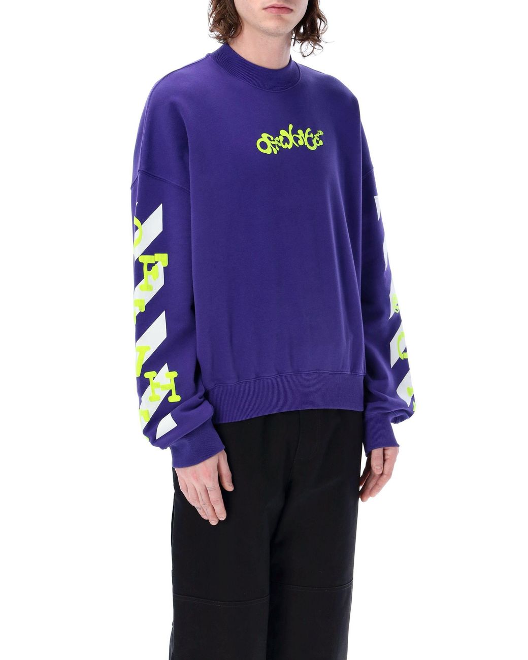 Off-White c/o Virgil Abloh Blue Logo-Print Long-Sleeve Sweatshirt for men
