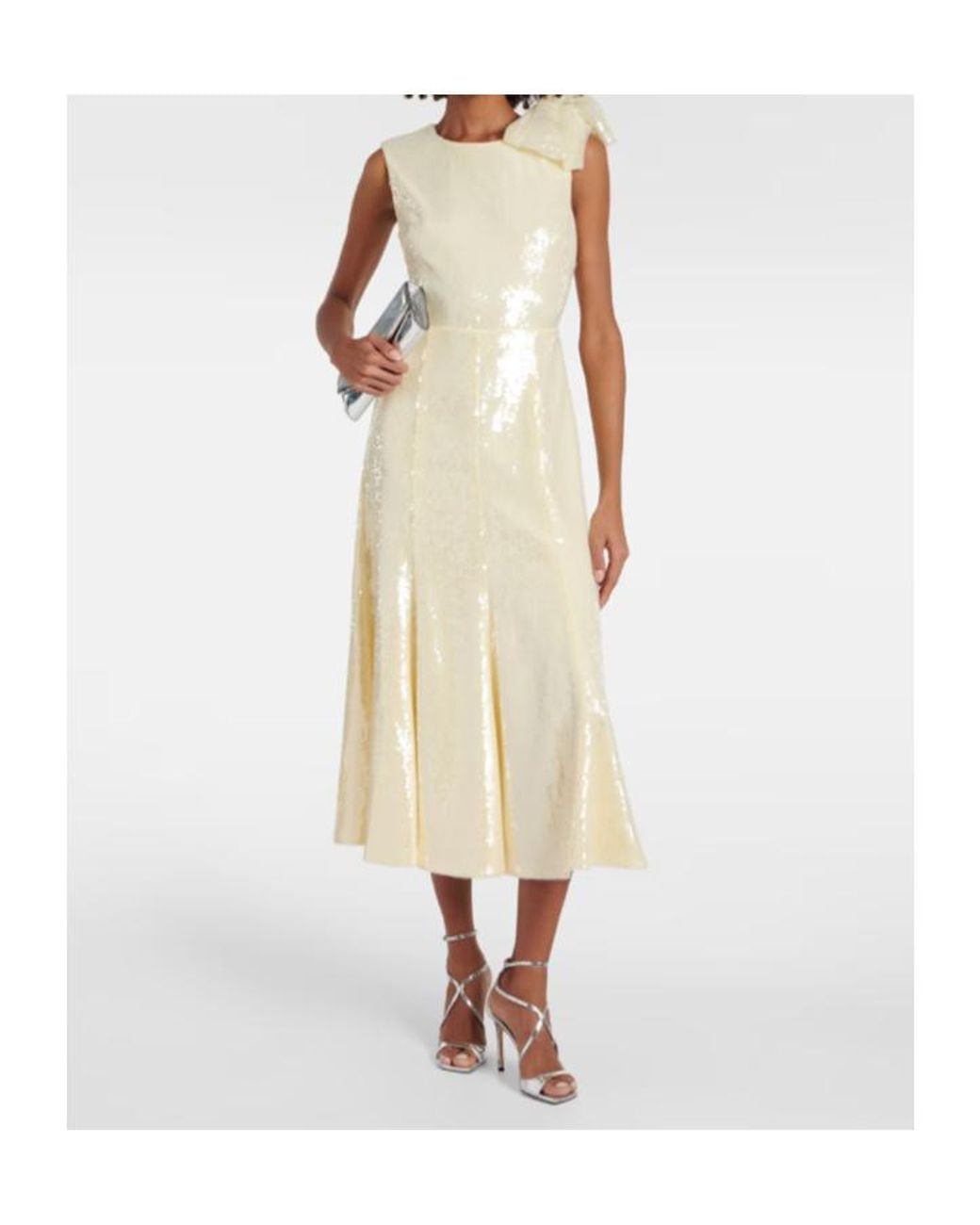 Roland Mouret Metallic Sequined Flared Midi Dress