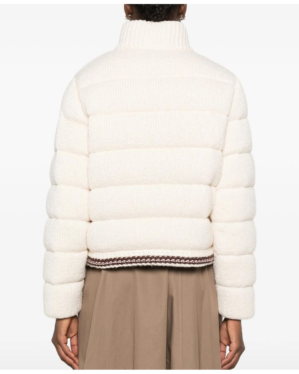 Moncler Natural Quilted Knitted Jacket