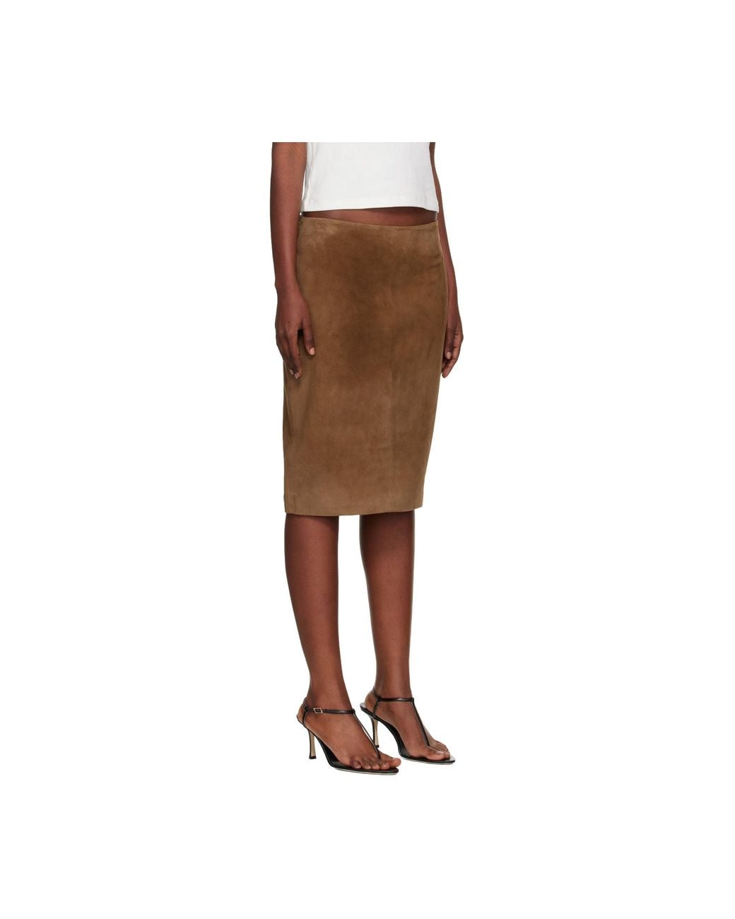 St. Agni Brown Pencil Zip Skirt