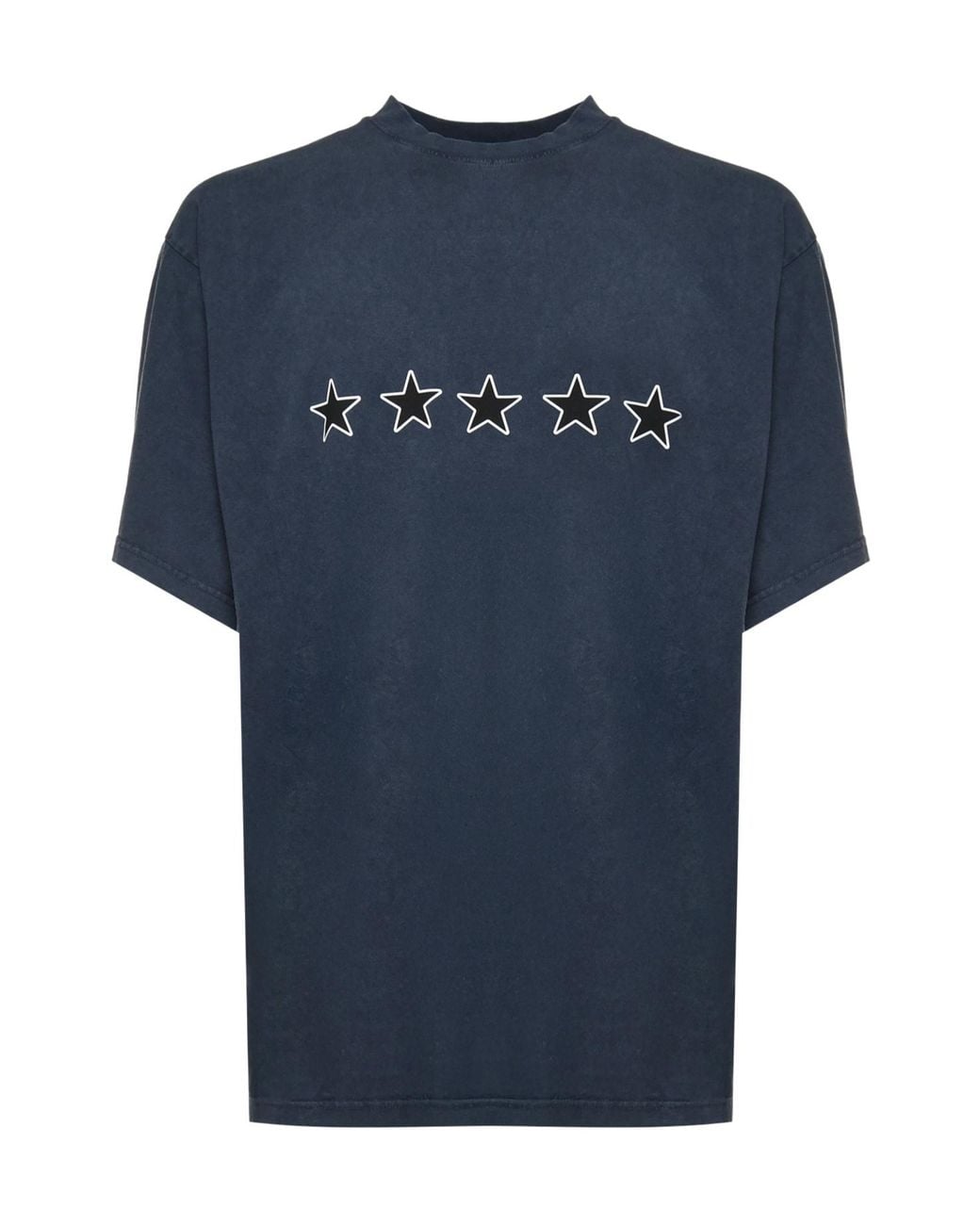 Balenciaga Blue Star Printed Crewneck T-Shirt for men