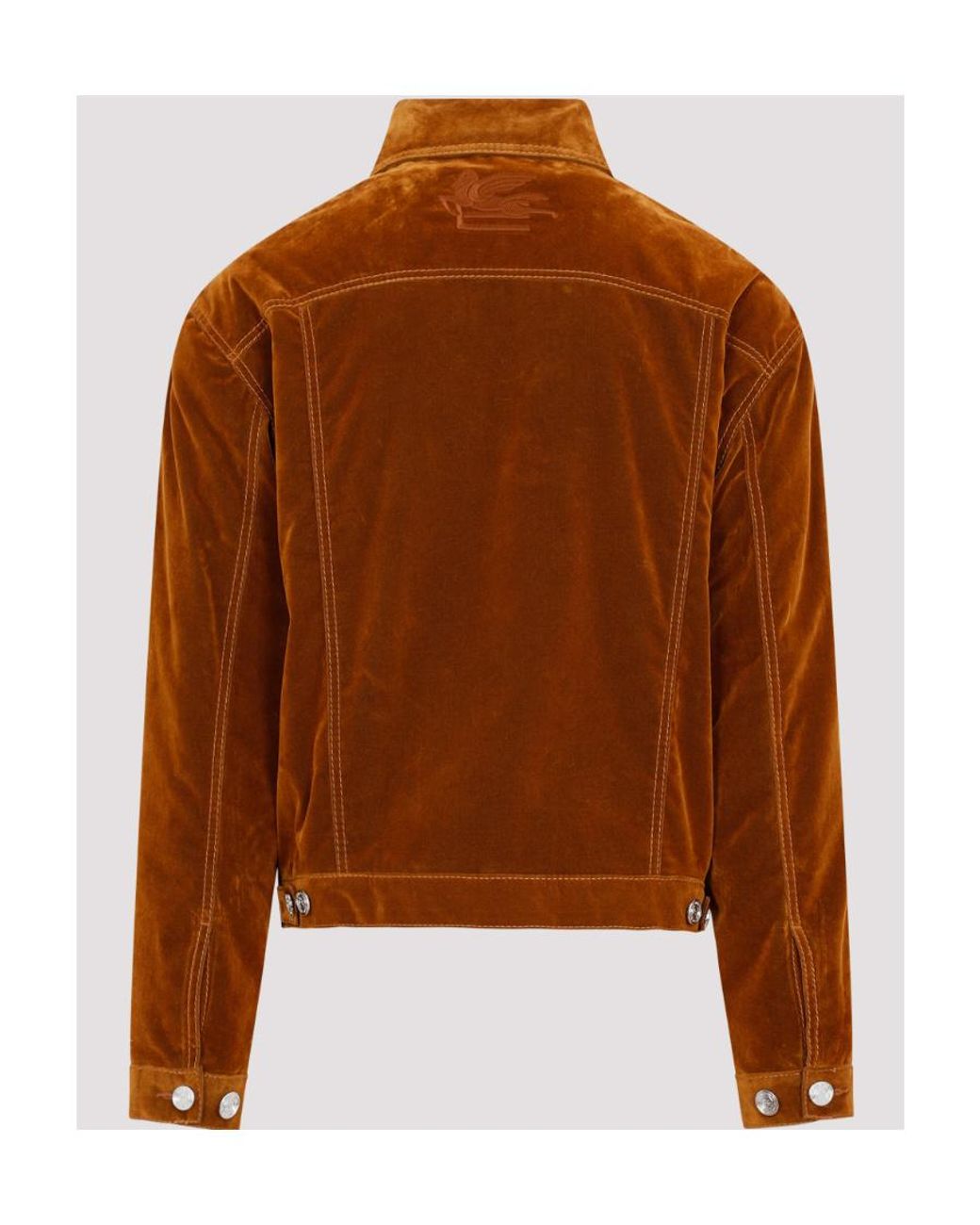 Etro Brown Logo-Embroidered Buttoned Velvet Jacket for men