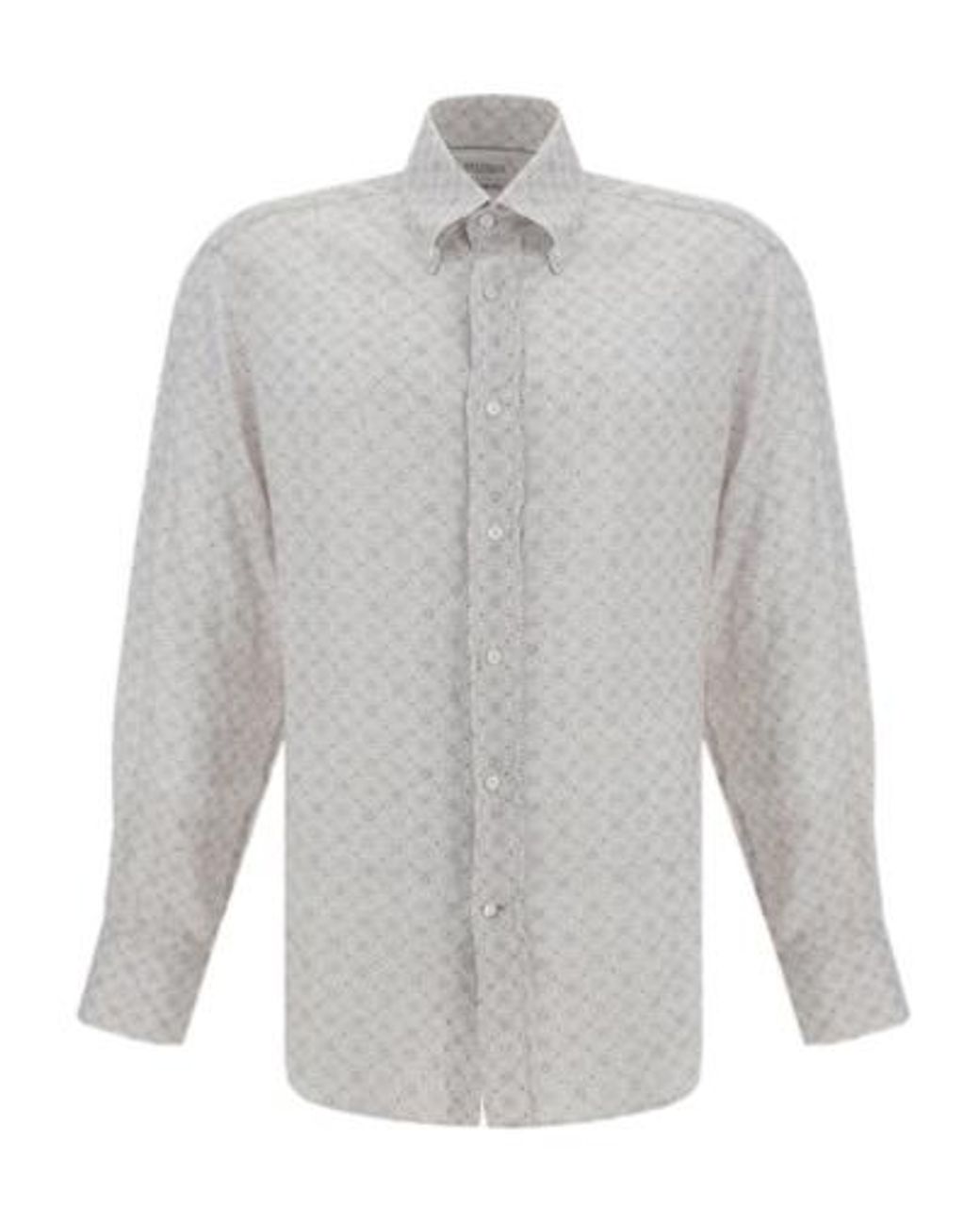 Brunello Cucinelli Gray Pattern Long-Sleeved Shirt for men