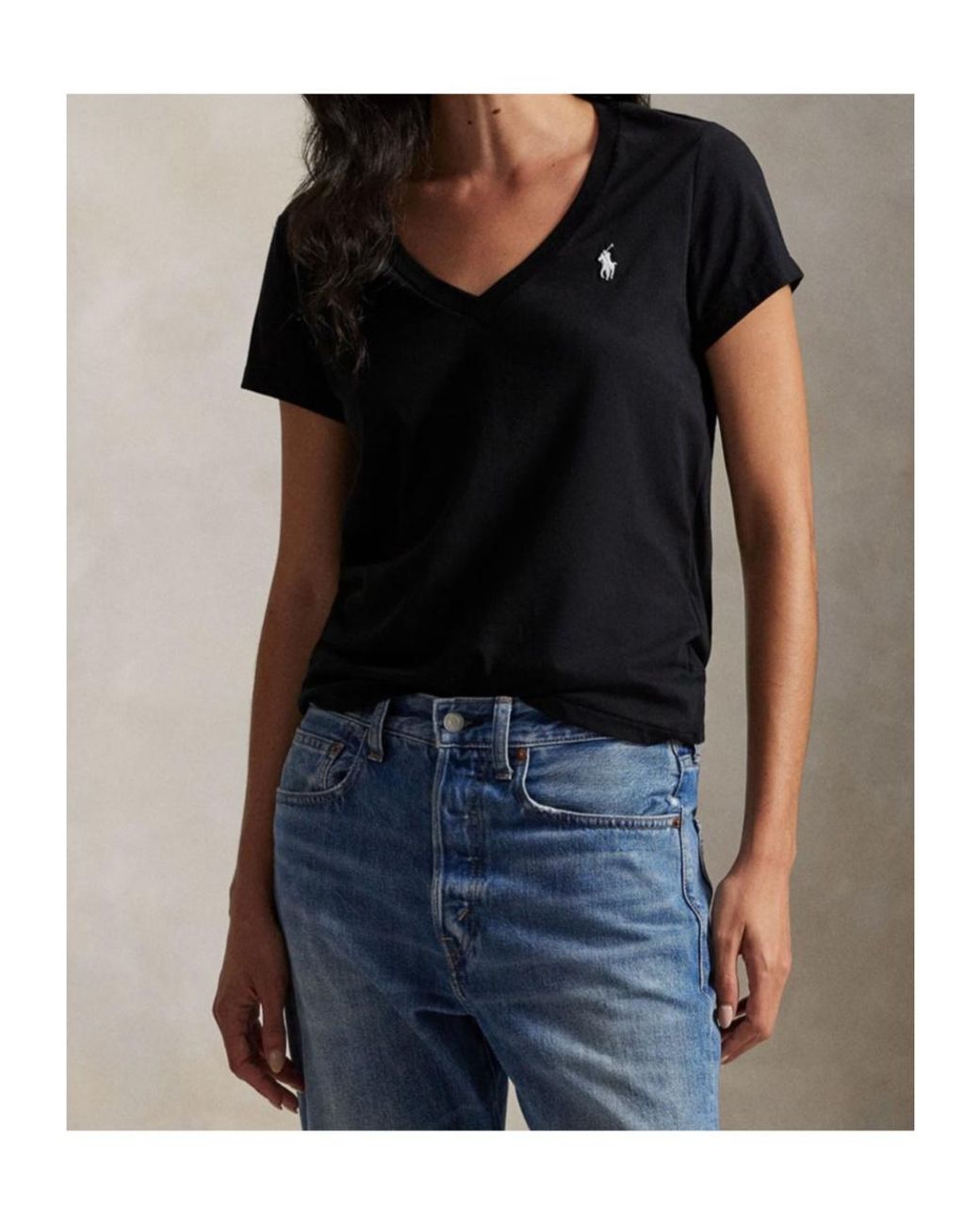 Polo Ralph Lauren Black Logo V-Neck T-Shirt
