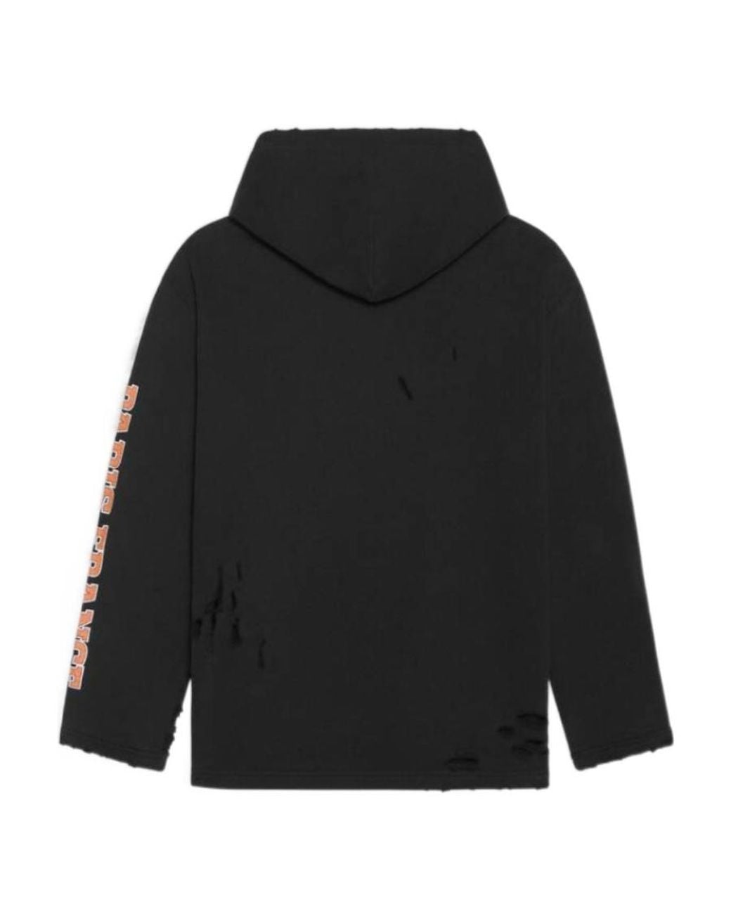 Balenciaga Black Distressed Logo Printed Hoodie