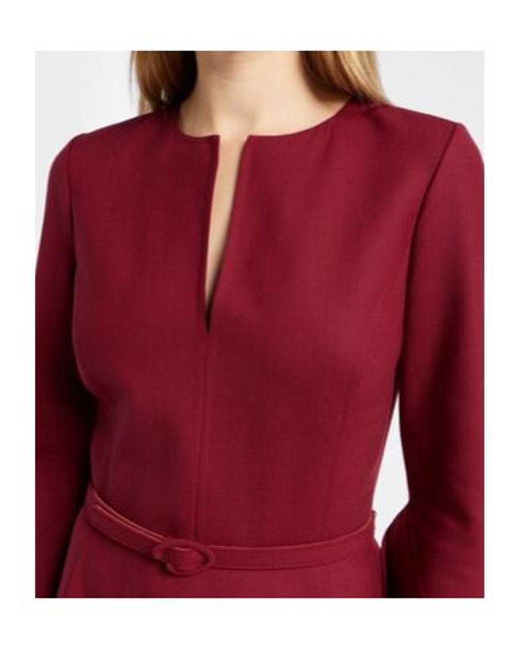 Oscar de la Renta Red Wool Midi Dress