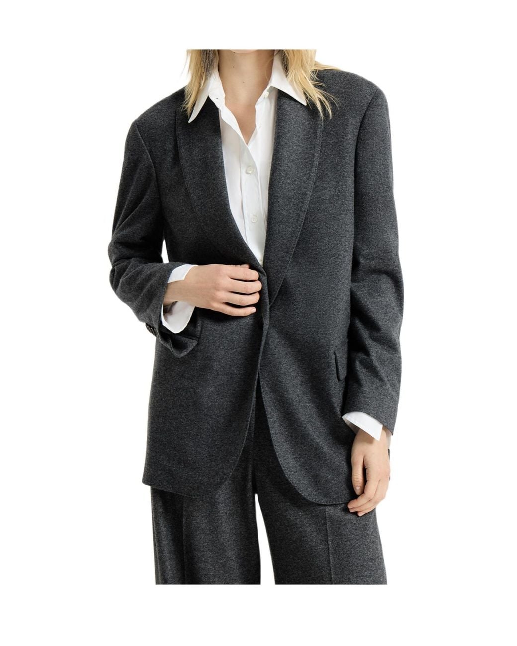 Brunello Cucinelli Black Cashmere Jersey Blazer With Monili