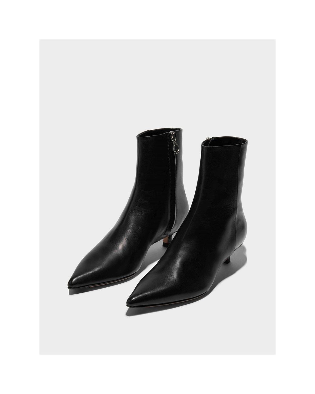 Aeyde Black Cow Print Ankle Heeled Boots