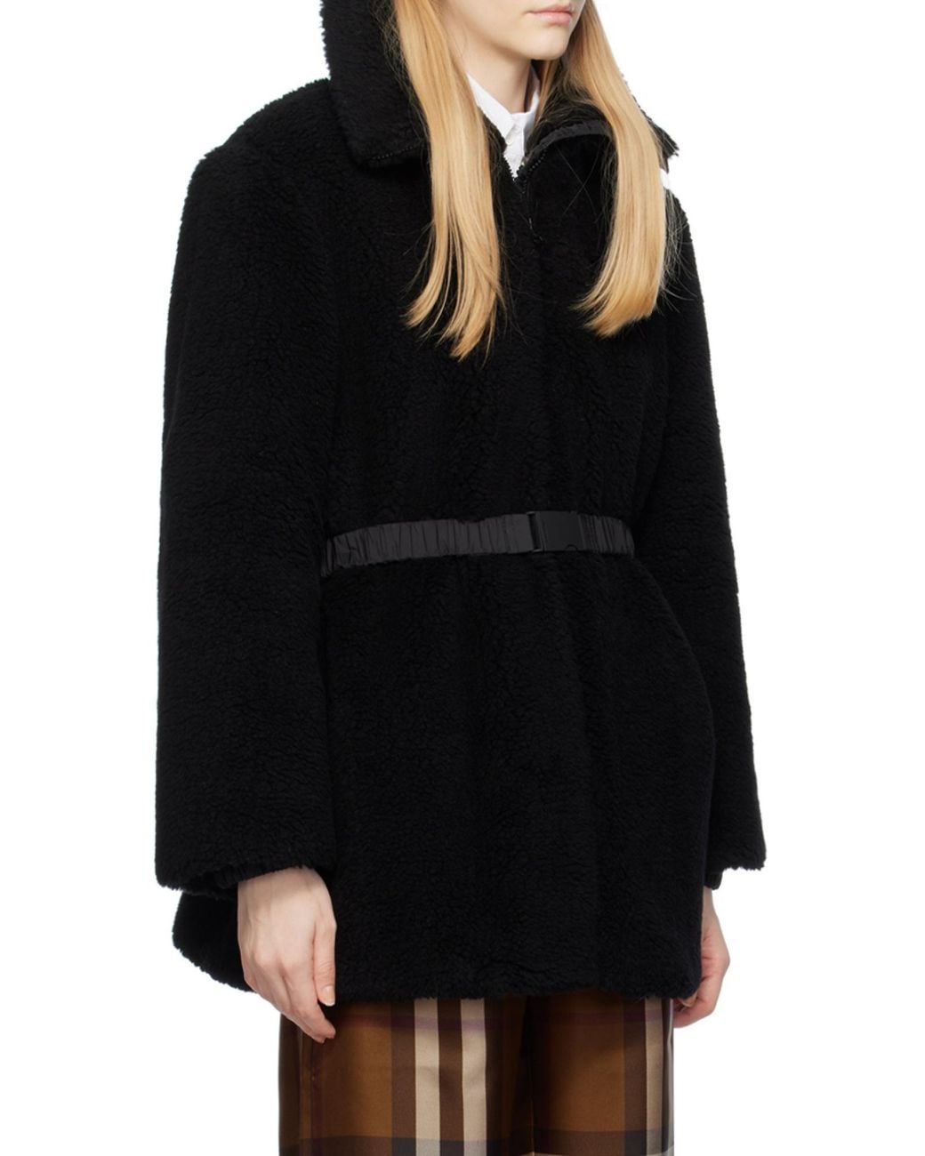 Burberry Black Ekd-Embroidery Wool-Blend Coat