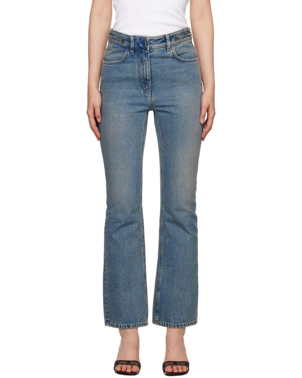 Givenchy Blue Chain-Detailed Bootcut Jeans