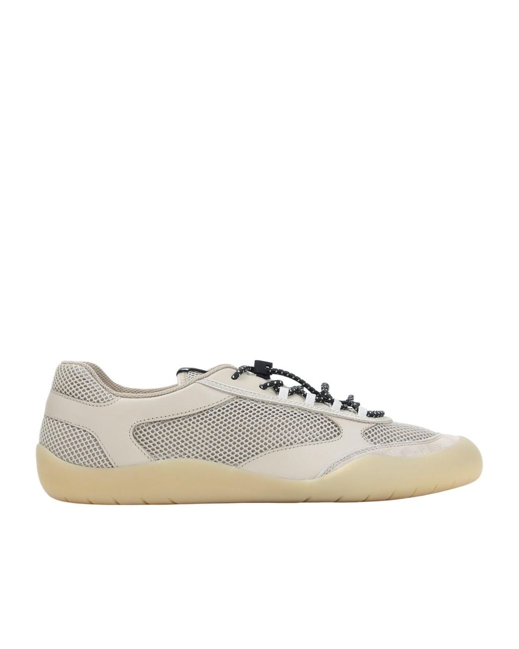 Prada White Mesh Lace-Up Low-Top Sneakers for men